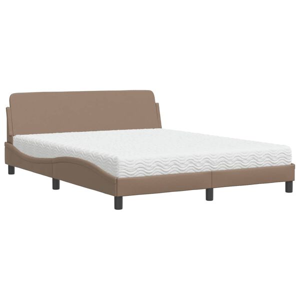vidaXL Bed met matras "Dover" kunstleer cappuccinokleurig 160x200 cm