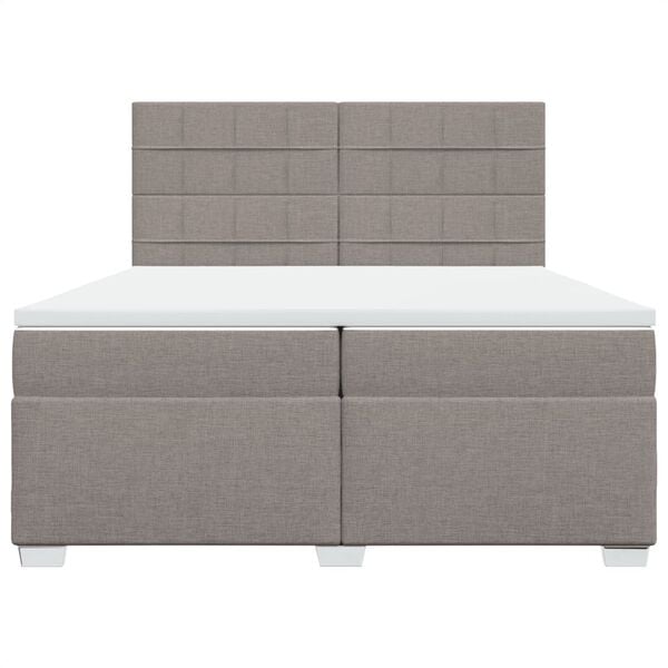 vidaXL Boxspring met matras stof taupe 200x200 cm