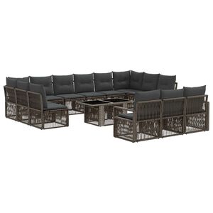 vidaXL Tuinbankenset 14 st Grijs en Donkergrijs poly rattan