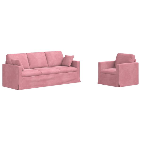 vidaXL Bank 2 pcs Roze 198 x 78 x 80 cm Fluweel