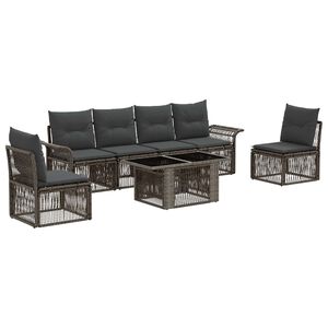 vidaXL Tuinbankenset 7 st Grijs en Donkergrijs poly rattan