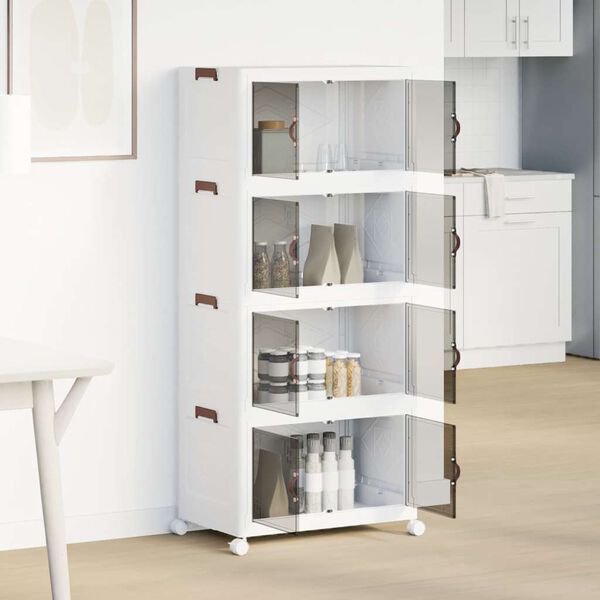 vidaXL Opbergbox stapelbaar met wielen 4-laags 75 L 64x40x141,5 cm