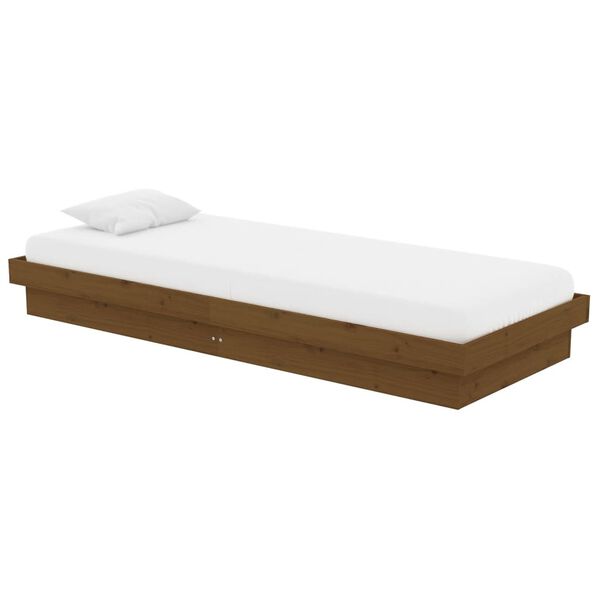 vidaXL Bedframe massief hout honingbruin 75x190 cm