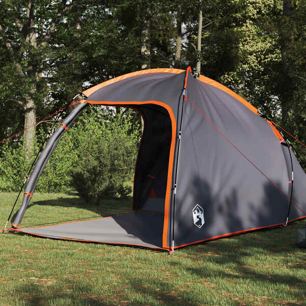 vidaXL Huisje Tent met dak Grijs en Oranje 370 x 230 x 185 cm taft
