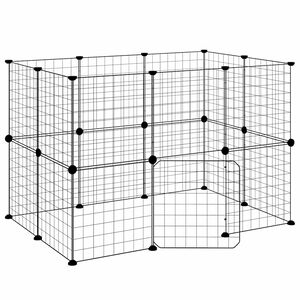 vidaXL Huisdierenkooi met deur 20 panelen 105x70x70 cm staal zwart