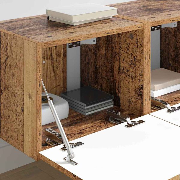 vidaXL TV Wandkast 2 pcs Oud Hout 60 x 31 x 29.5 cm Bewerkt hout