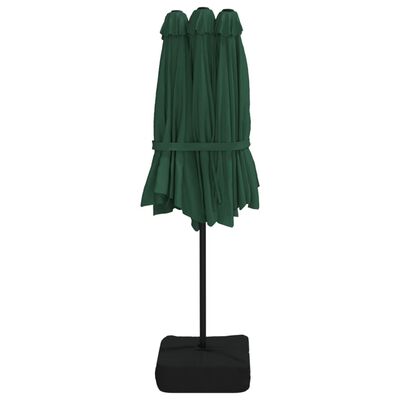 vidaXL Parasol dubbel dak met LED 449x245 cm groen