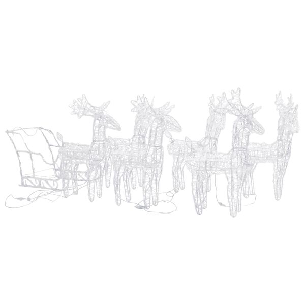 vidaXL Kerstversiering rendieren en slee 320 LED's acryl