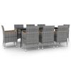 vidaXL 9-delige Tuinset met kussens poly rattan en glas