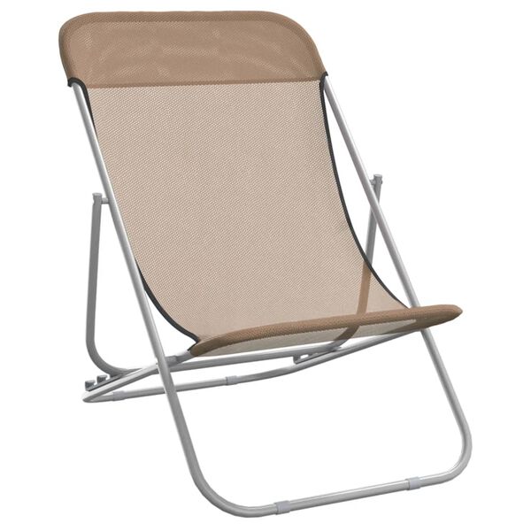 vidaXL Strandstoelen 2 st textileen en gepoedercoat staal taupe
