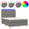 vidaXL Boxspring met matras en LED stof donkergrijs 140x190 cm