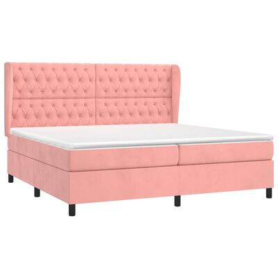 vidaXL Boxspring met matras fluweel roze 200x200 cm