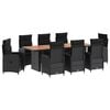 vidaXL Buiten eettafelset 9 st Zwart poly rattan