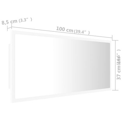 vidaXL Badkamerspiegel LED 100x8,5x37 cm acryl wit