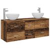 vidaXL Badkamerkastenset 3 st Oud hout 129 x 35 x 80 cm Bewerkt hout
