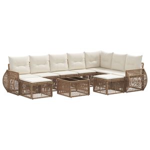 vidaXL Tuinbankenset 10 pcs Beige poly rattan