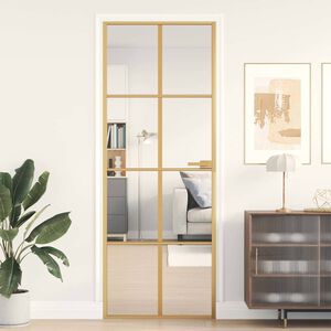 vidaXL Binnendeur smal 76x201,5 cm gehard glas en aluminium goudkleur