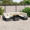 vidaXL 9-delige Loungeset met kussens poly rattan zwart