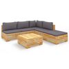 vidaXL 6-delige Loungeset met kussens massief teakhout