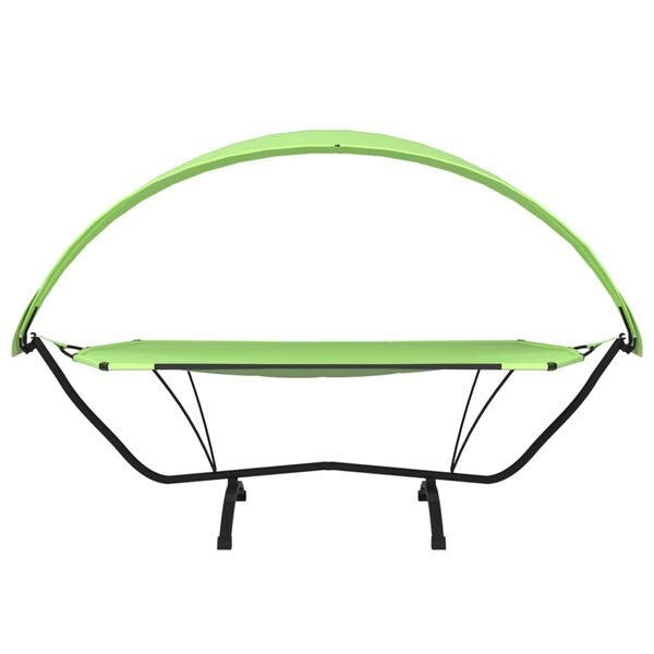 vidaXL Loungebed met luifel staal en oxford stof groen