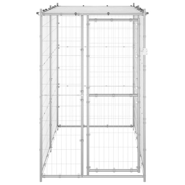 vidaXL Hondenkennel buiten met dak 110x220x180 cm gegalvaniseerd staal