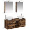 vidaXL Badkamermeubelset 5 st Gerookt eiken Bewerkt hout en glas