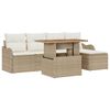 vidaXL Tuin Sofa Set met opslag 6 pcs Beige Poly riet