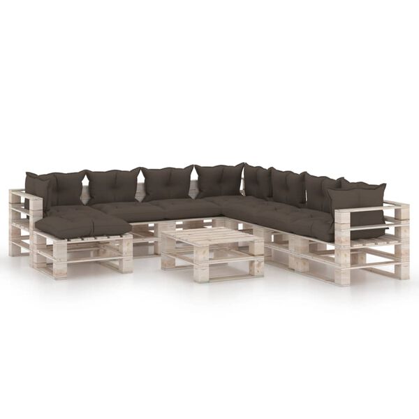 vidaXL 9-delige Loungeset met kussens pallet grenenhout