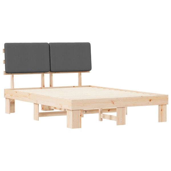vidaXL Bedframe met Gevoerd Hoofdgedeelte Donkergrijs 160 x 200 cm