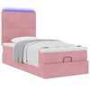 vidaXL Ottoman bed met matrassen en LED's 80x200cm fluweel roze