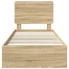 vidaXL Bedframe met hoofdeinde Sonoma Eiken 90 x 190 cm Bewerkt hout