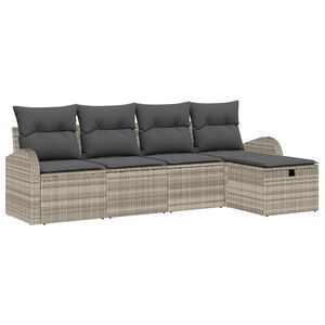 vidaXL Bankstel 5 st Lichtgrijs poly rattan