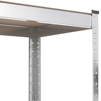 vidaXL Werktafel 5-laags met schappen staal & bewerkt hout zilverkleur