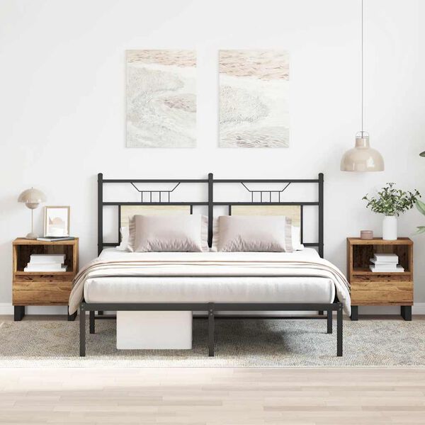 vidaXL Nachtkastjes 2 st 40x35x50 cm bewerkt hout oud houtkleurig