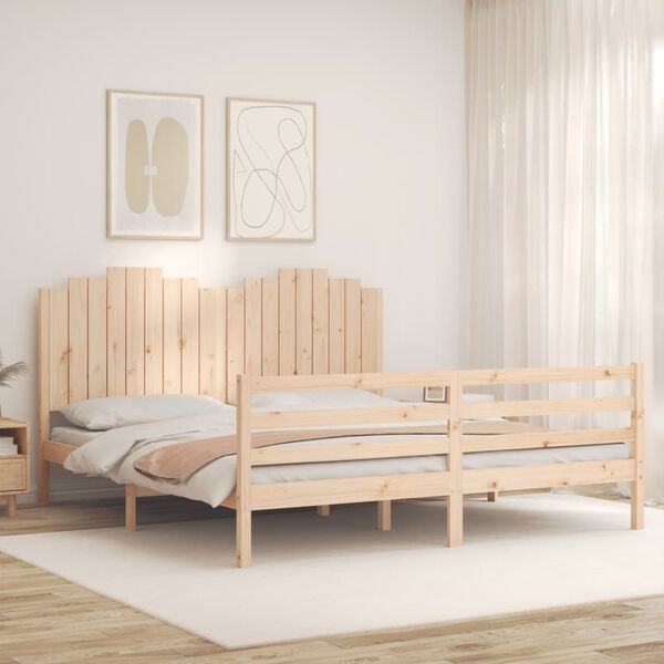 vidaXL Bedframe met hoofdbord massief hout