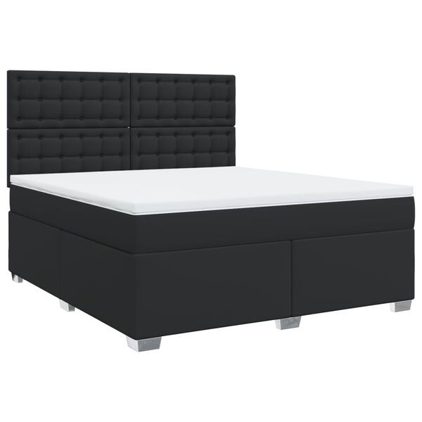 vidaXL Boxspring met matras kunstleer zwart 180x200 cm