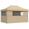 vidaXL Partytent inklapbaar pop-up met 4 zijwanden beige