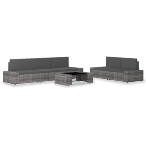 vidaXL 6-delige Loungeset poly rattan grijs
