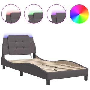 vidaXL Bedframe met LED zonder matras "Zadar" grijs 90x200 cm