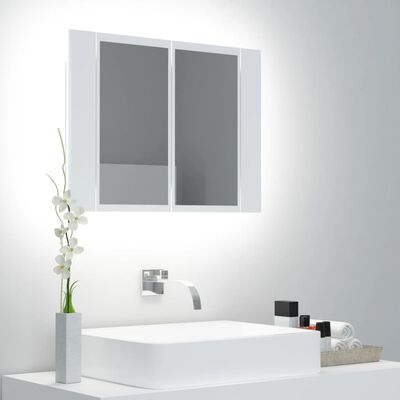 vidaXL Badkamerkast met spiegel en LED 60x12x45 cm acryl wit