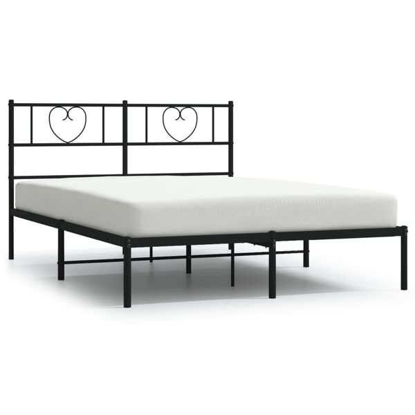 vidaXL Bedframe met hoofdbord metaal zwart 120x190 cm