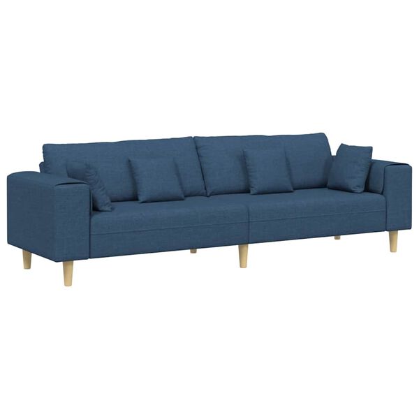vidaXL Bank met kussen Blauw 250 x 77 x 76 cm Stof