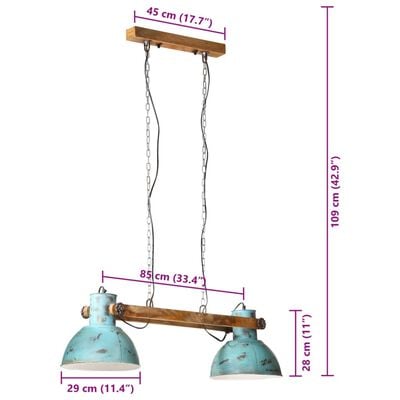 vidaXL Hanglamp 25 W E27 85x28x109 cm verweerd blauw