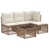 vidaXL Tuinbankenset 5 pcs Beige poly rattan