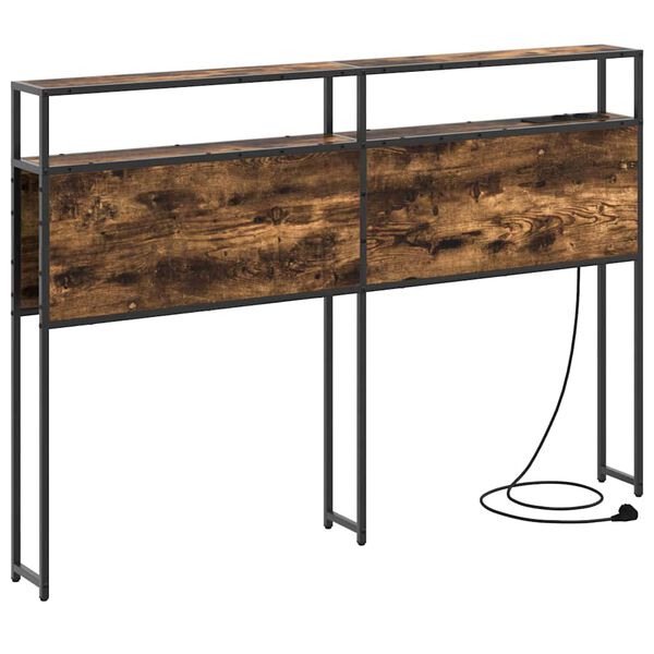 vidaXL Opberghoofdbord met plank Gerookt eiken 135 cm Bewerkt hout