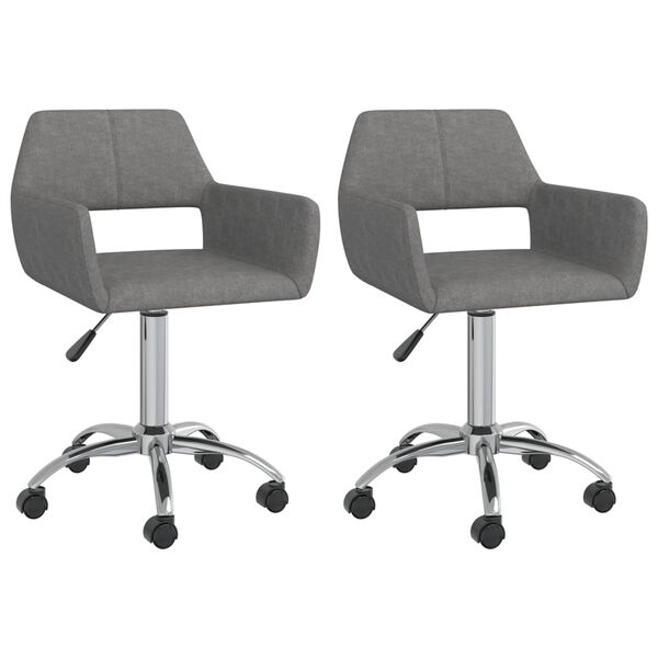 vidaXL Eetkamerstoelen draaibaar 2 st stof lichtgrijs