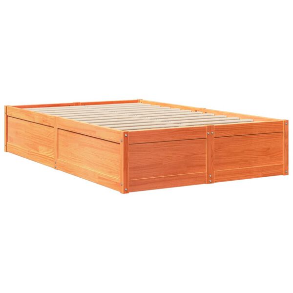 vidaXL Bedframe zonder matras massief grenenhout wasbruin 120x190 cm