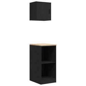 vidaXL Garagekasten 2 st spaanplaat zwart