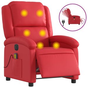 vidaXL Massagestoel verstelbaar elektrisch kunstleer rood