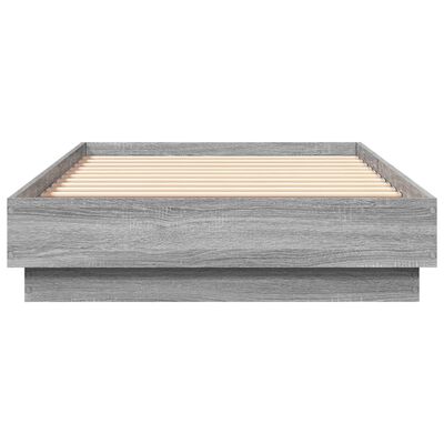 vidaXL Bedframe bewerkt hout grijs sonoma eikenkleurig 90x190 cm